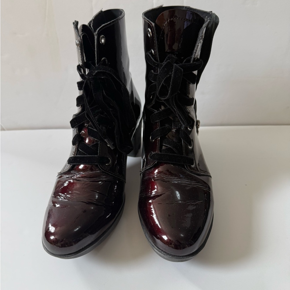Munro Glossy Oxblood Lace-Up Boots
